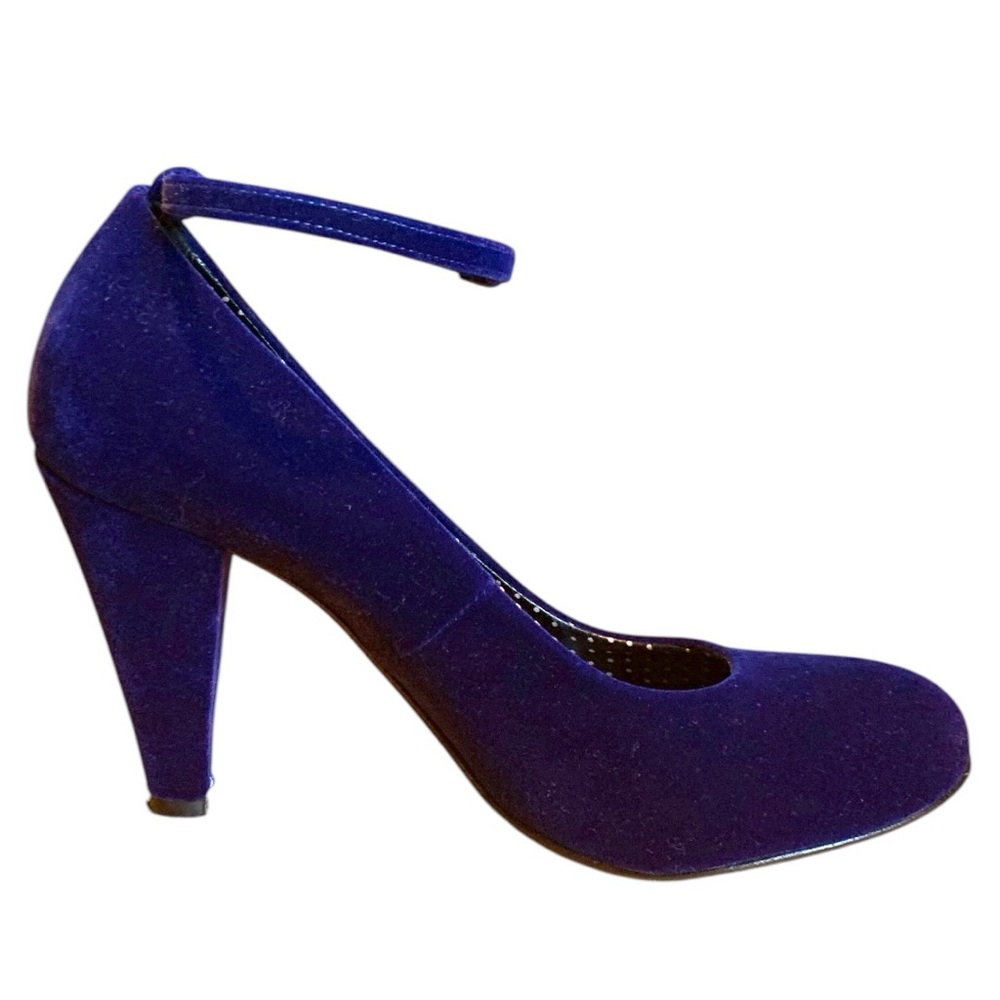 Fornarina Vintage Y2K Blue Velvet Ankle Strap Heels Pumps EU 37 US 6.5 - Picture 2 of 13